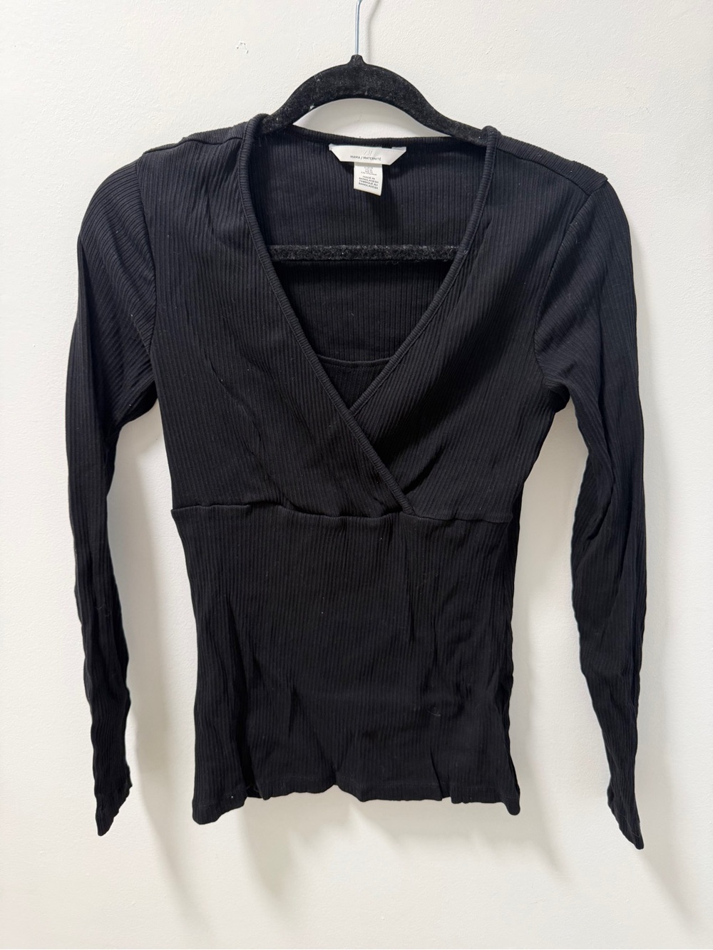 H&M Mama Ribbed Nursing Top Long Sleeve Black Medium